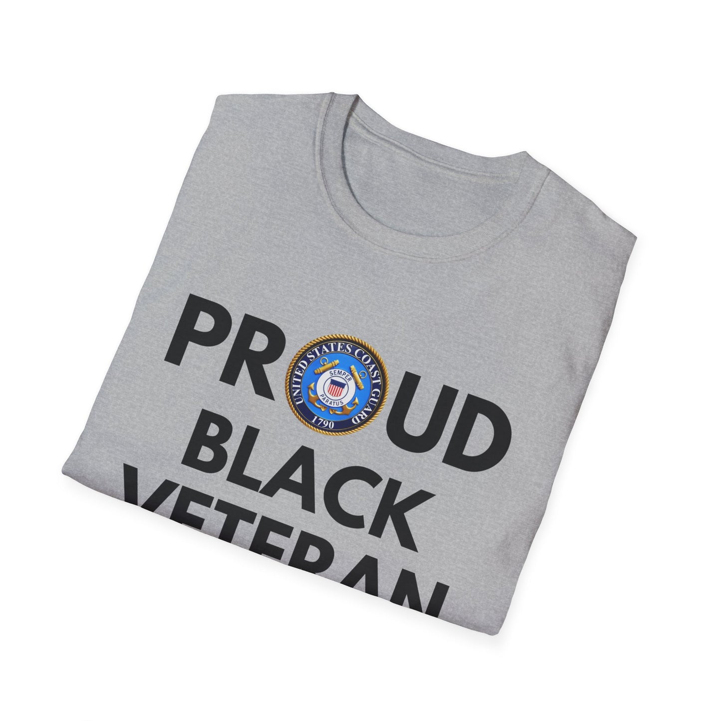 Coast Guard Proud Black Veteran - Unisex Softstyle T-Shirt