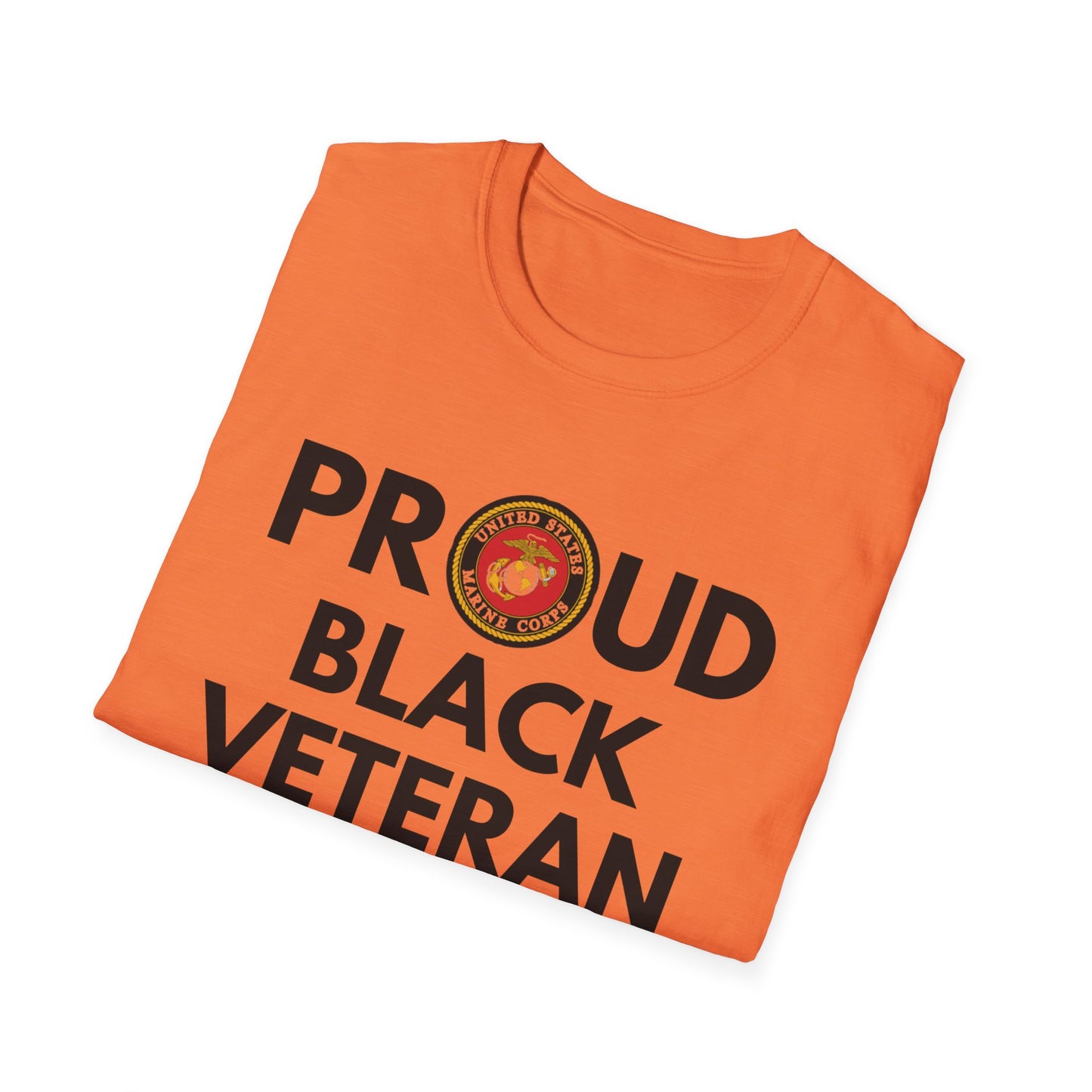 Marine Proud Black Veteran - Unisex Softstyle T-Shirt