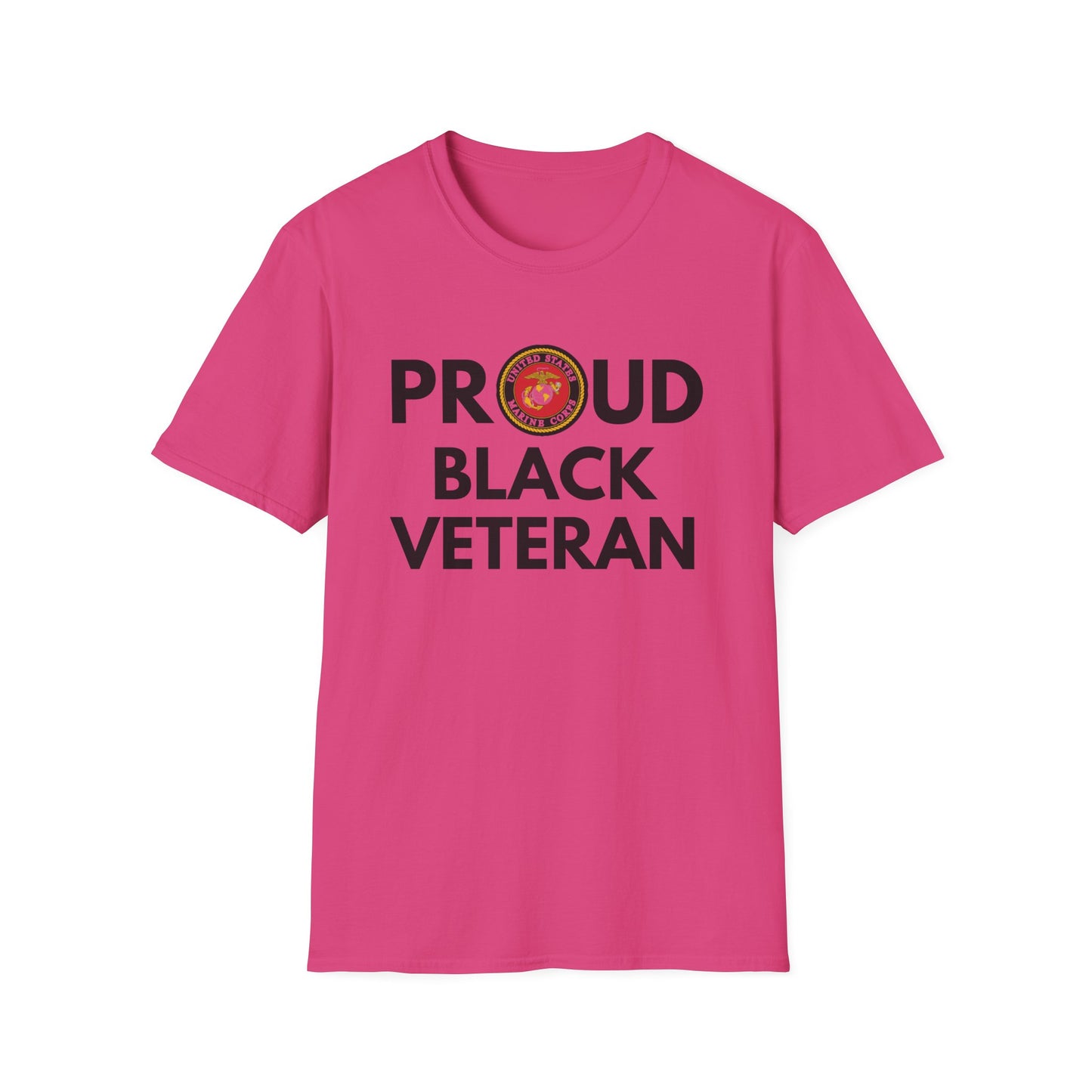 Marine Proud Black Veteran - Unisex Softstyle T-Shirt