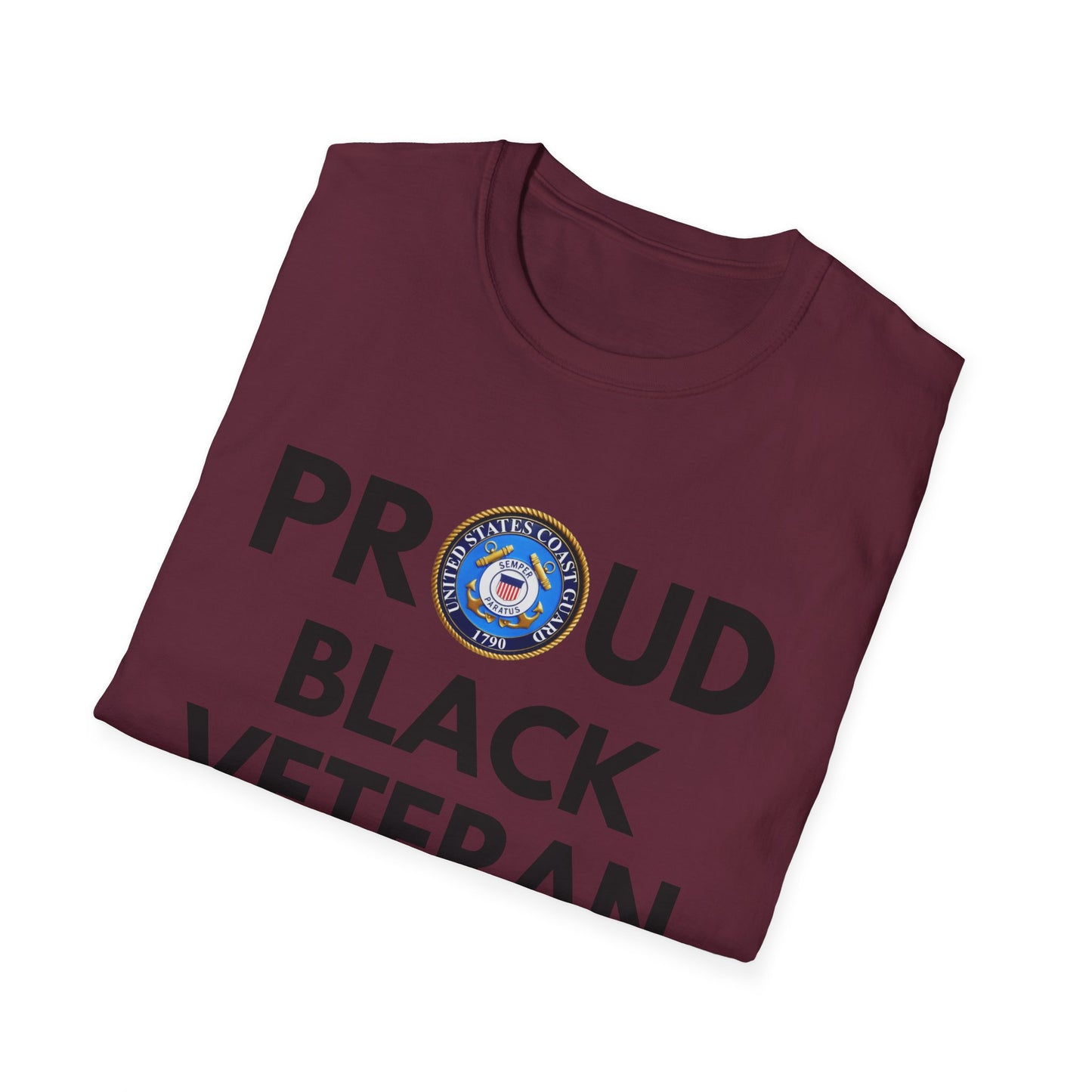 Coast Guard Proud Black Veteran - Unisex Softstyle T-Shirt