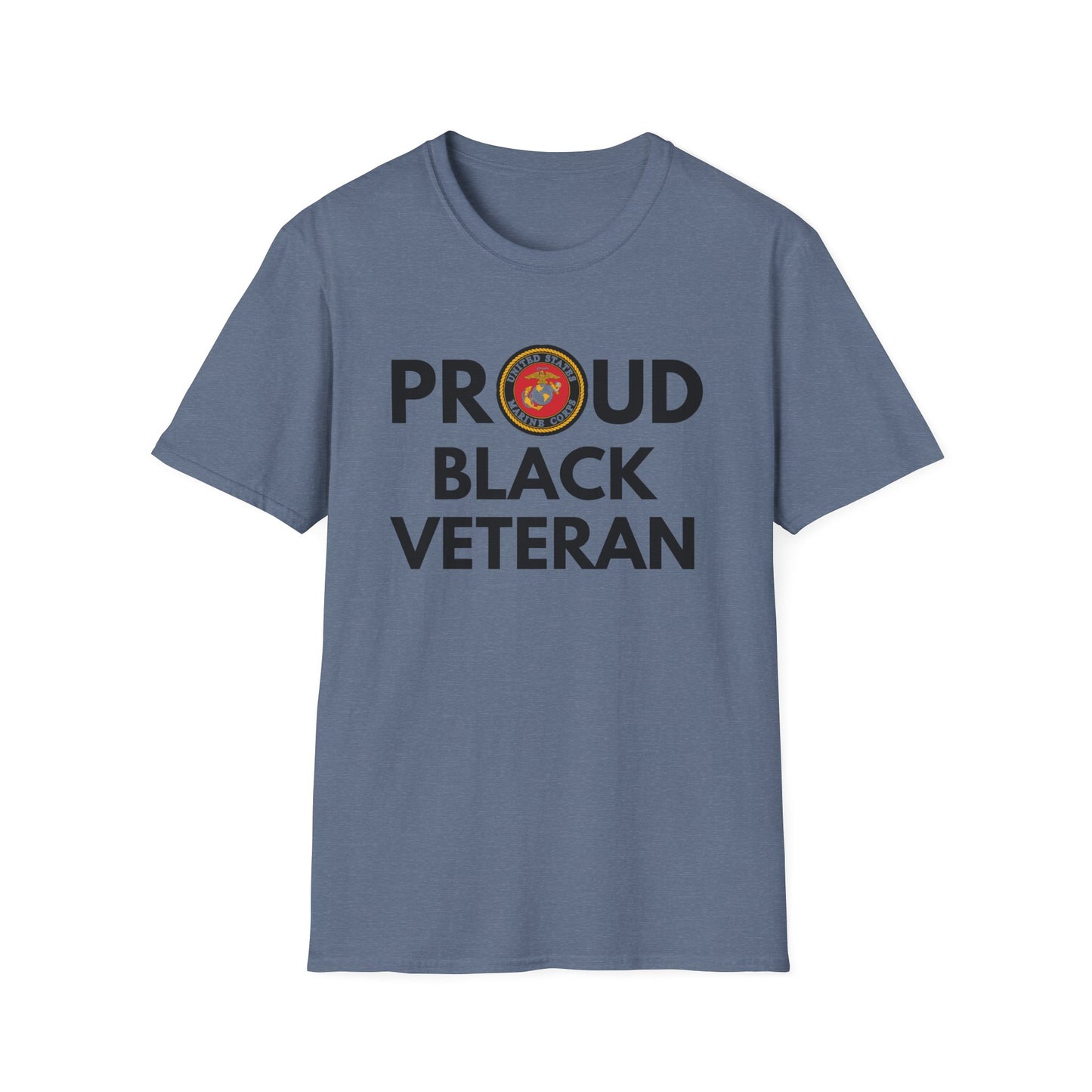 Marine Proud Black Veteran - Unisex Softstyle T-Shirt