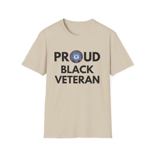 Coast Guard Proud Black Veteran - Unisex Softstyle T-Shirt
