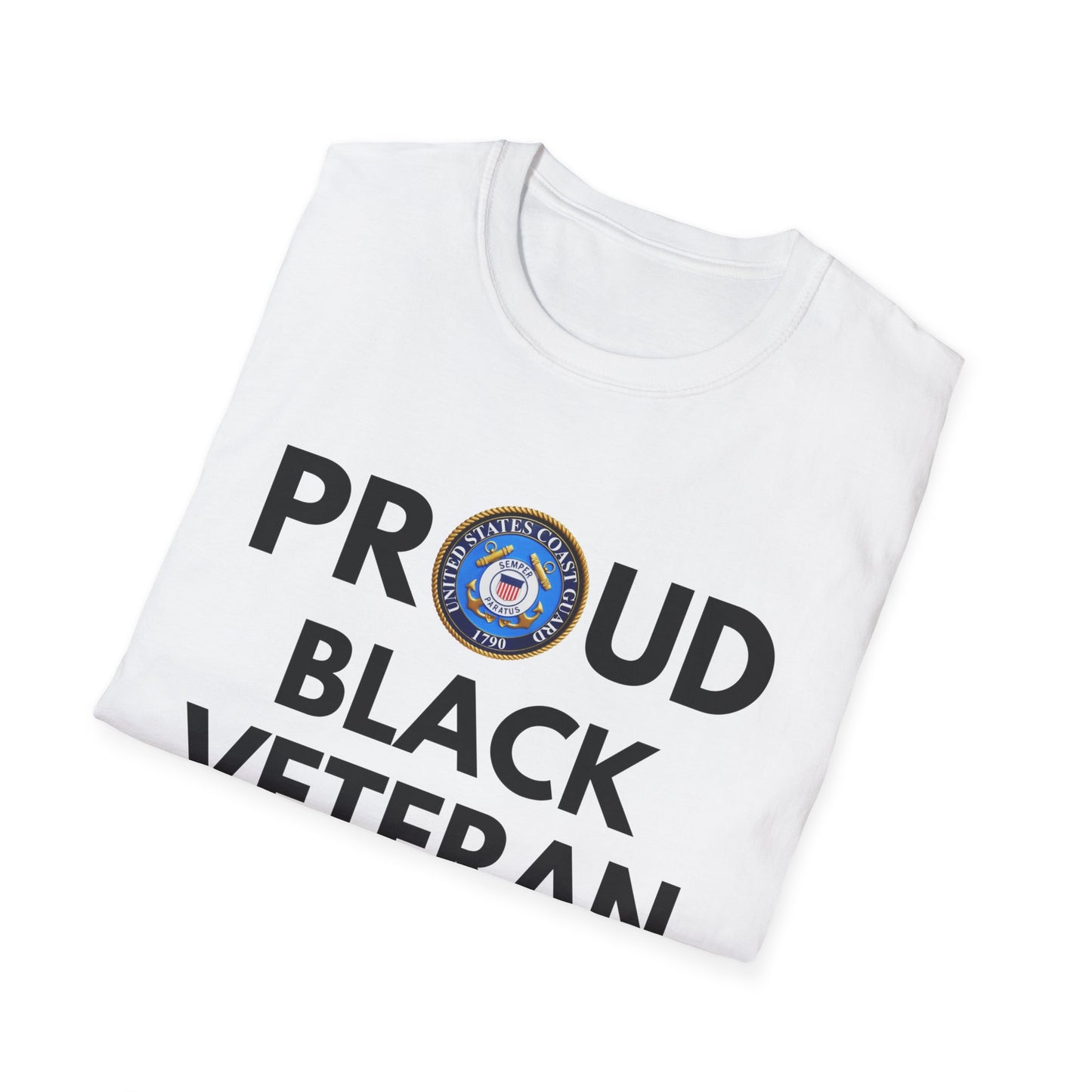 Coast Guard Proud Black Veteran - Unisex Softstyle T-Shirt