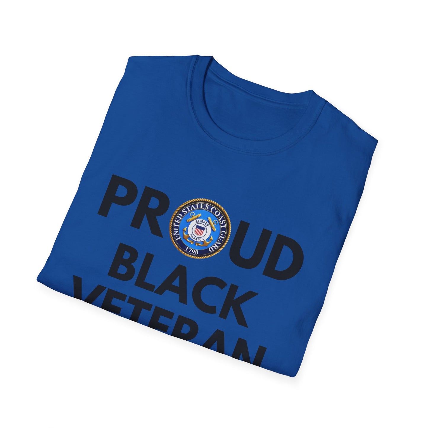 Coast Guard Proud Black Veteran - Unisex Softstyle T-Shirt