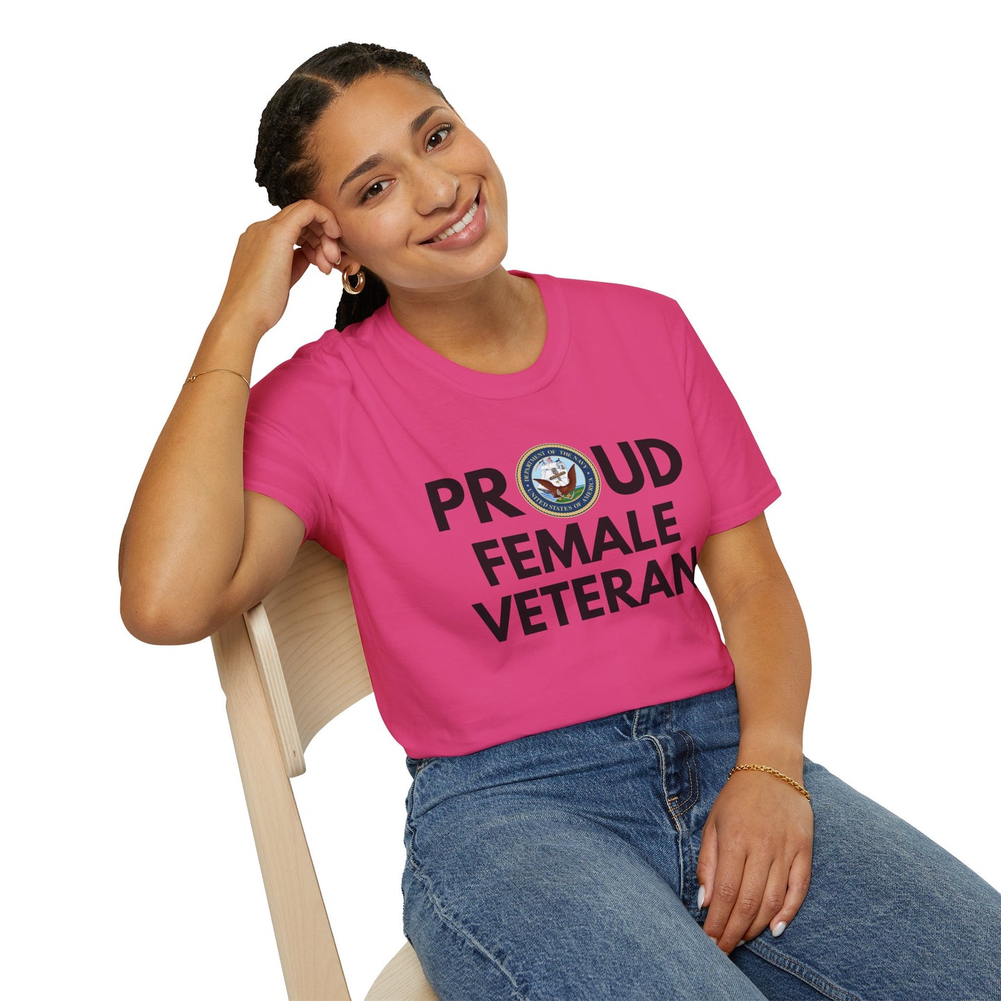 Navy Female Veteran - Unisex Softstyle T-Shirt