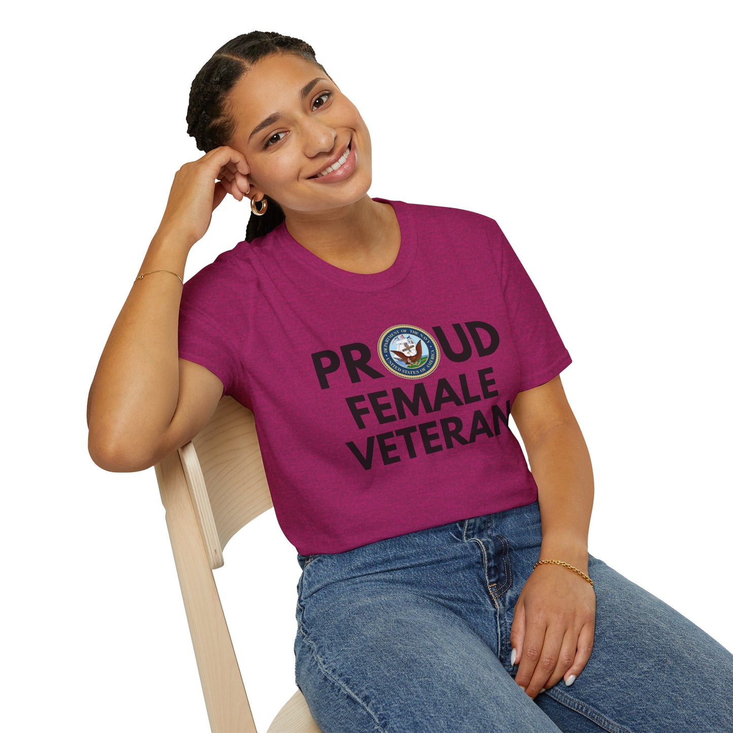 Navy Female Veteran - Unisex Softstyle T-Shirt