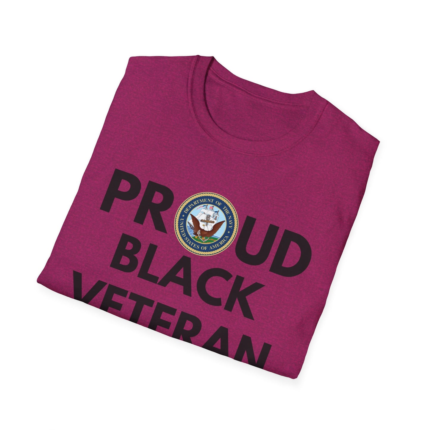 Navy Proud Black Veteran - Unisex Softstyle T-Shirt