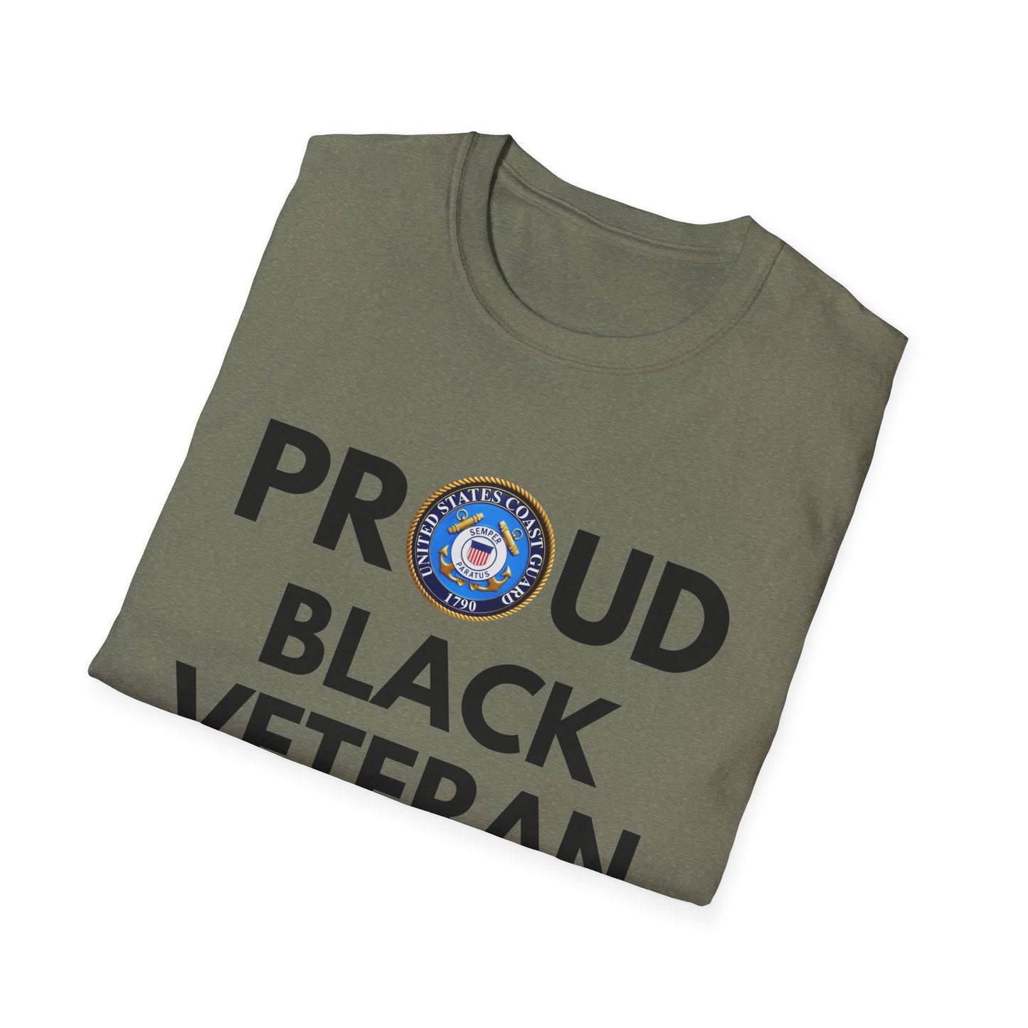 Coast Guard Proud Black Veteran - Unisex Softstyle T-Shirt