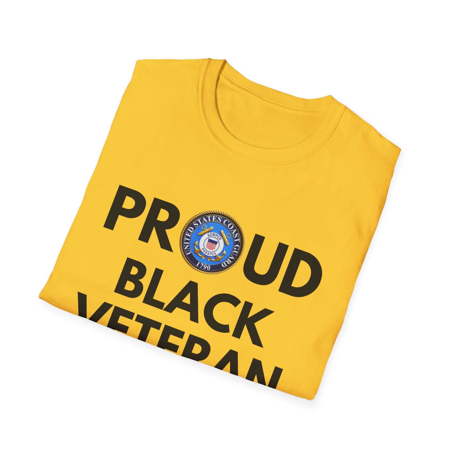 Coast Guard Proud Black Veteran - Unisex Softstyle T-Shirt