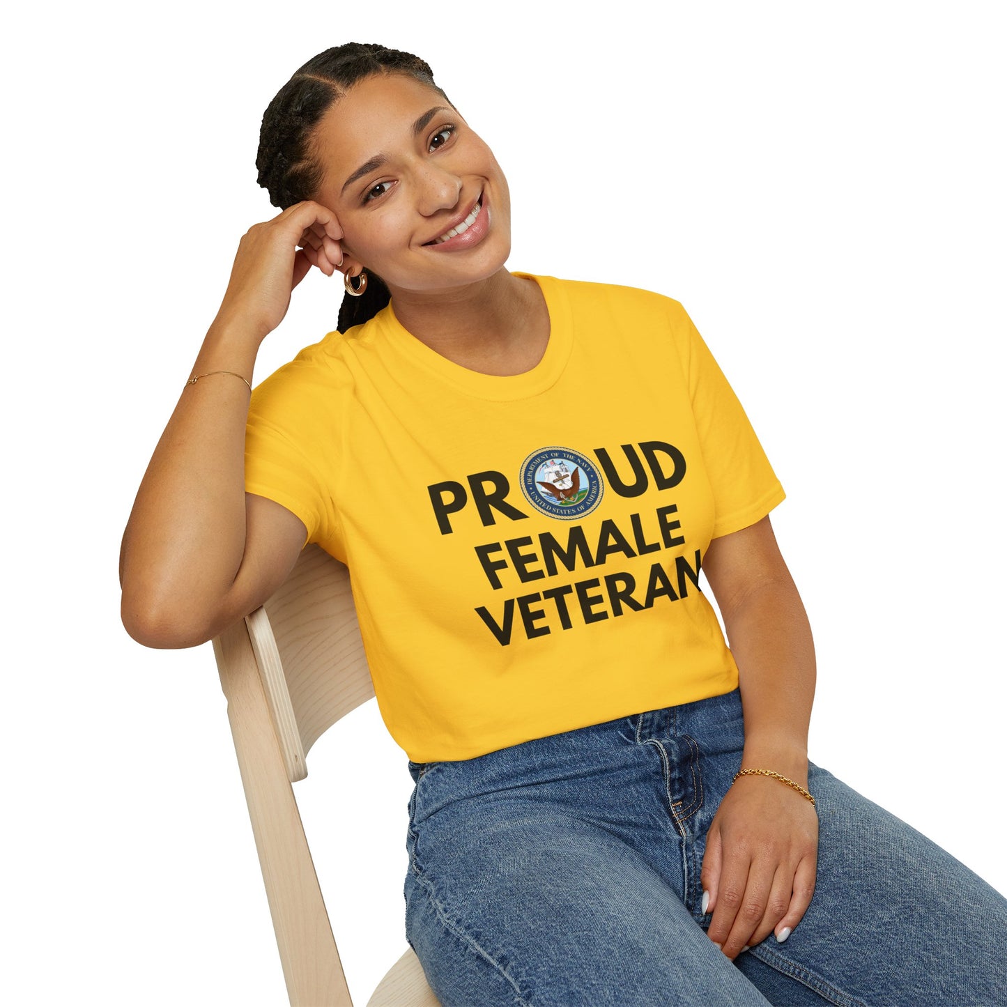 Navy Female Veteran - Unisex Softstyle T-Shirt