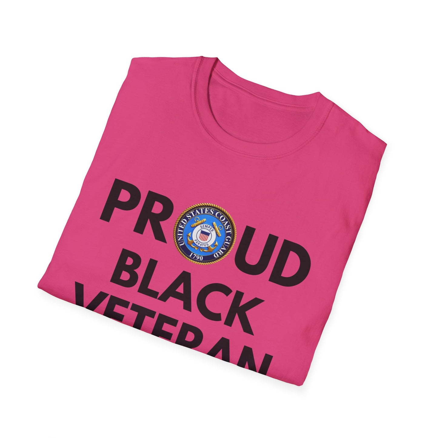 Coast Guard Proud Black Veteran - Unisex Softstyle T-Shirt