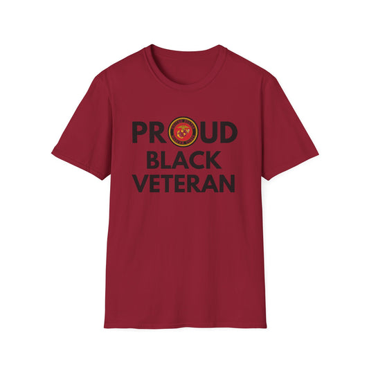 Marine Proud Black Veteran - Unisex Softstyle T-Shirt