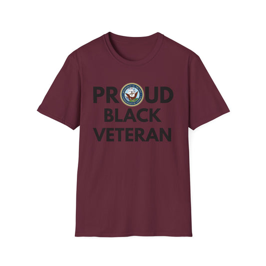 Navy Proud Black Veteran - Unisex Softstyle T-Shirt