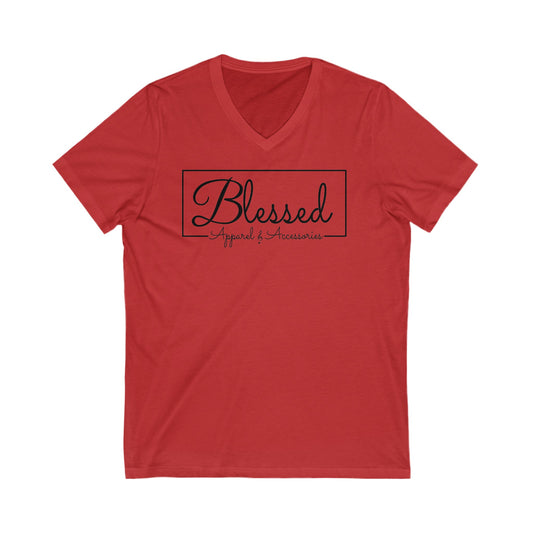Blessed Signature - Unisex Jersey Short Sleeve V-Neck Tee