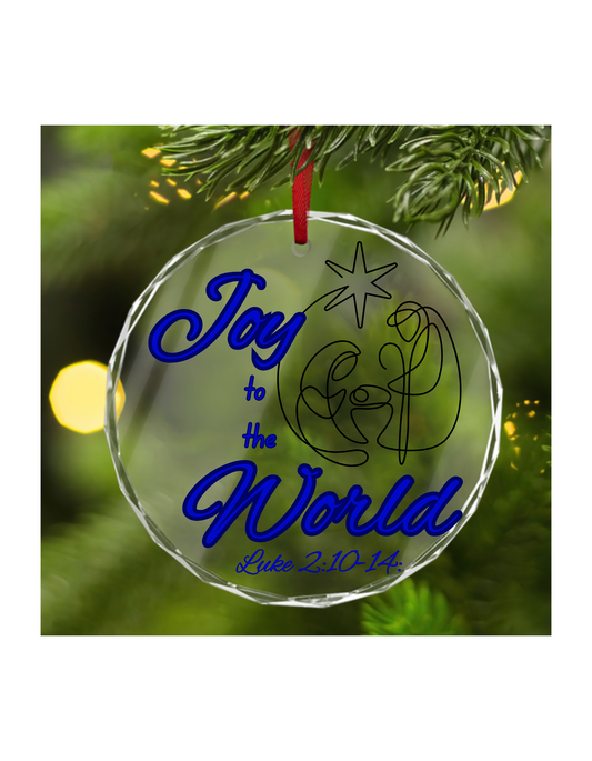 Joy to the world - Crystal Glass Ornament