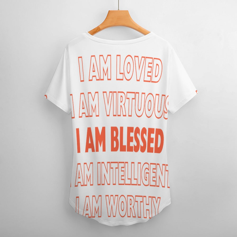 I Am - Ladies V-Neck Loose Short Sleeve T-Shirt